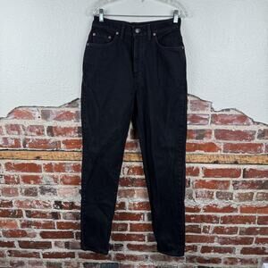 Vintage Levis 521 Jeans Womens 30 Long Black Tapered Fit High Rise USA 90s